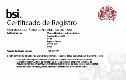 Certificado de Registro BSI — Sistema de Gestão da Qualidade Mecatel